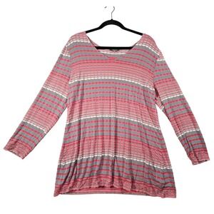 Habitat Tunic Top‎ Womens L Striped Artsy Mature Boho Lagenlook Abstract Comfy